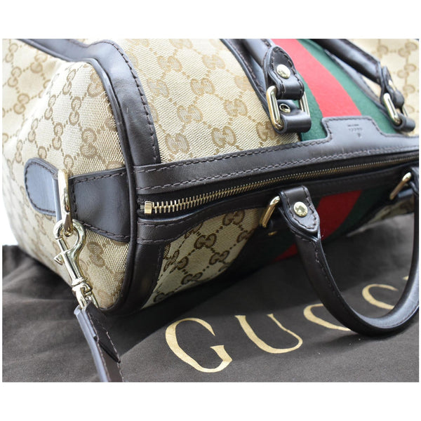 GUCCI Vintage Web Original GG Boston Satchel Bag Beige 247205