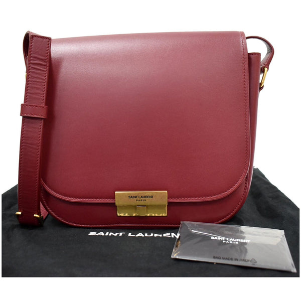 YVES SAINT LAURENT Betty Smooth Leather Shoulder Bag Burgundy