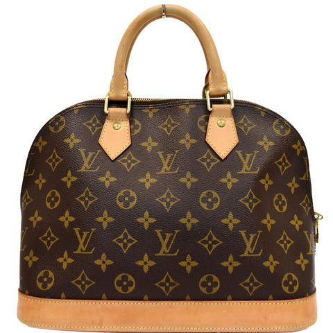 Louis Vuitton Alma Monogram Canvas Satchel Bag Brown