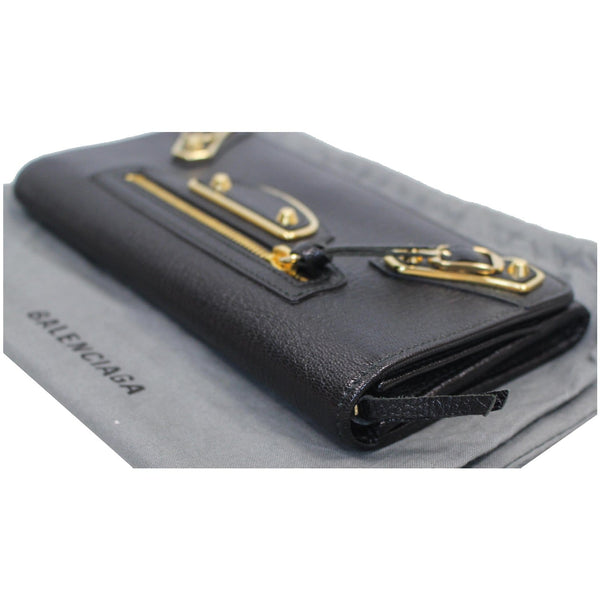 BALENCIAGA Classic Metallic Edge Continental Zip Around Wallet Black - 25% OFF
