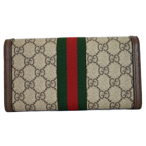 GUCCI Ophidia GG Continental Supreme Canvas Wallet Beige 523153
