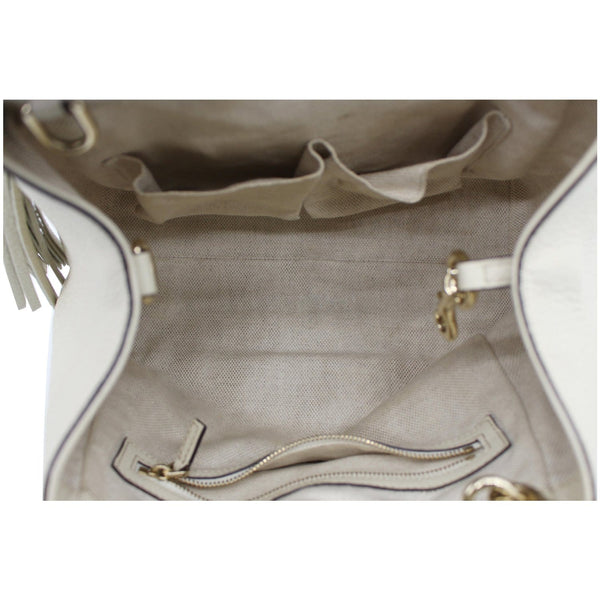 GUCCI Soho Small Pebbled Leather Shoulder Bag White 336751