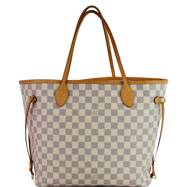 LOUIS VUITTON Neverfull MM Damier Azur Tote Shoulder Bag White
