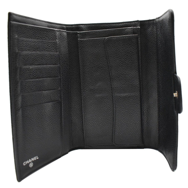 CHANEL Classic Flap Caviar Leather Card Holder Wallet Black