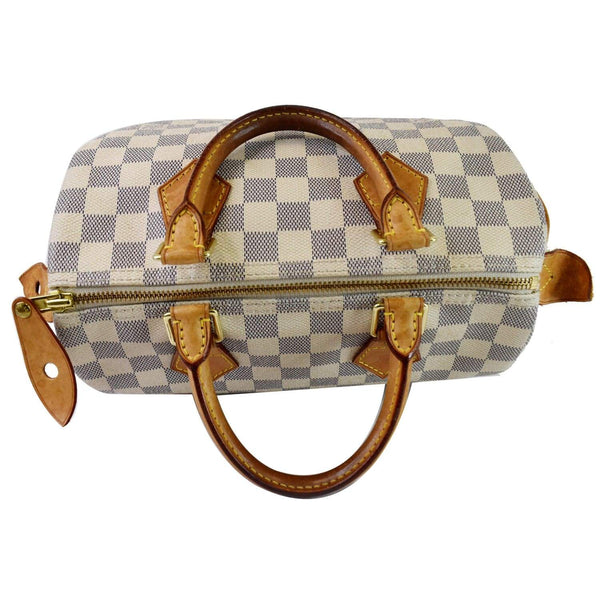 Louis Vuitton Speedy 25 Damier Azur Satchel Bag - top above look