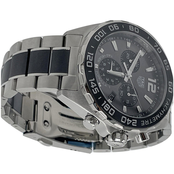 TAG HEUER Formula 1 Chronograph Quartz SS Date Watch Silver Dial 43MM