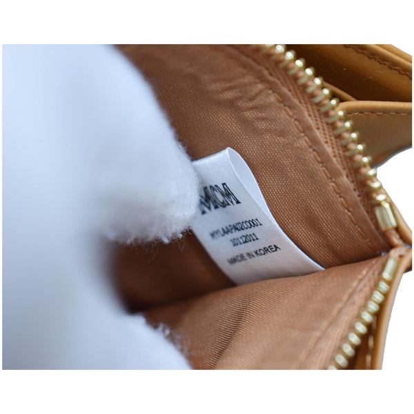 MCM Patricia Visetos Monogram Crossbody Chain Wallet Cognac