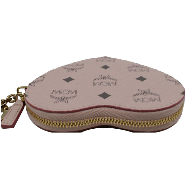 MCM Heart Coin Visetos Charm Monogram Canvas Pouch Pink