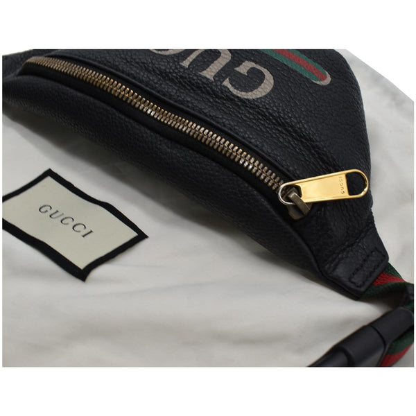 Gucci Print Small Leather Belt Waist Bum Bag - Black