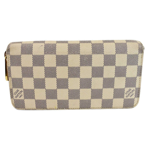Louis Vuitton Damier Azur Zippy Long Wallet White checks texture