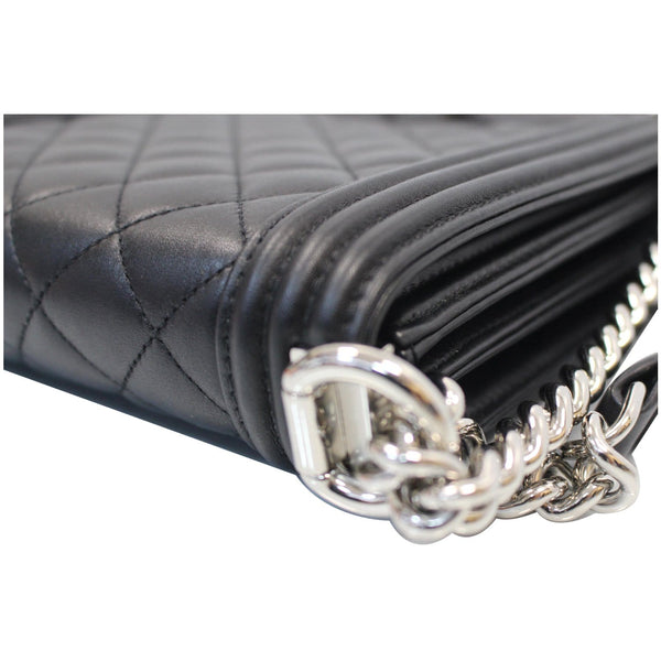 Chanel North South Boy Lambskin Leather Bag corner view