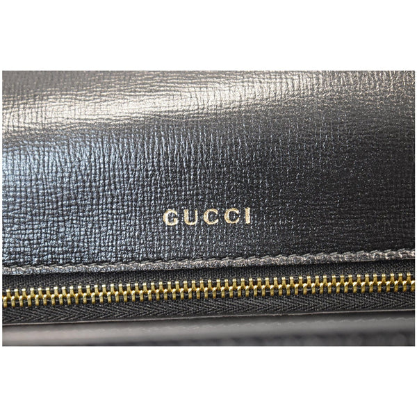 GUCCI Logo Plaque Leather Shoulder Bag Black 589471