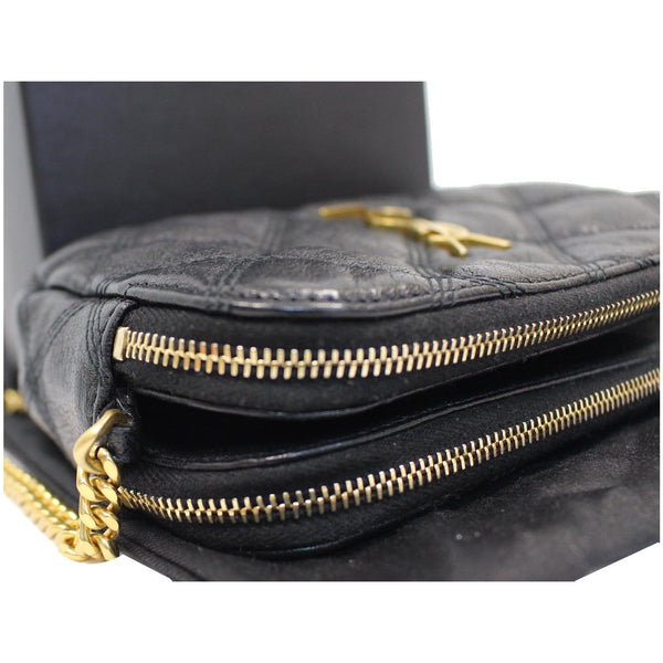 YVES SAINT LAURENT Becky Double Zip Lambskin Leather Crossbody Bag Black