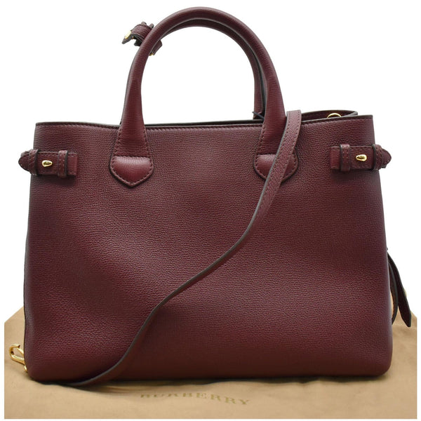 BURBERRY Banner Medium Leather Tote Shoulder Bag Red