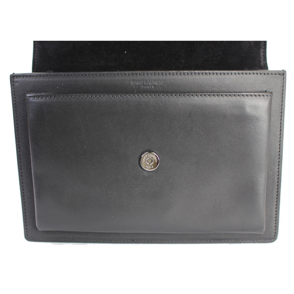 YVES SAINT LAURENT Monogram Sunset Medium Braided Shoulder Bag Black