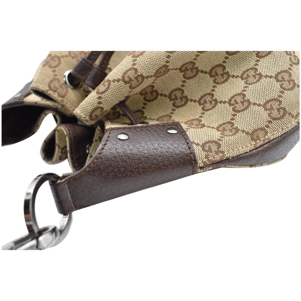 GUCCI Drawstring GG Monogram Canvas Hobo Bag Beige 115006