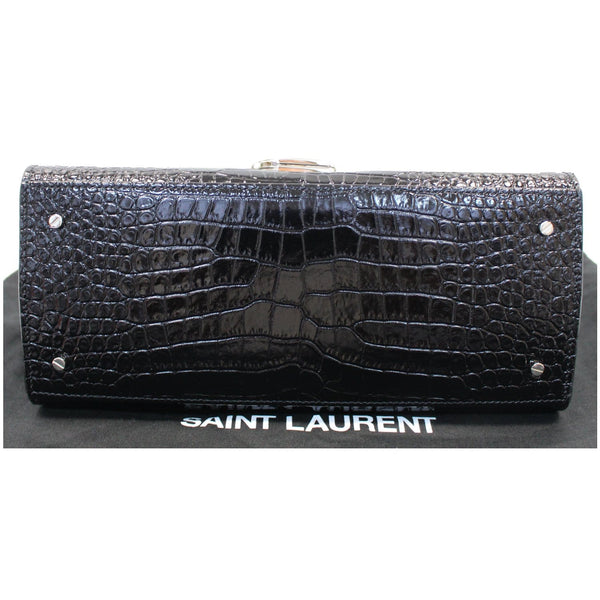 YVES SAINT LAURENT Cassandra Top Handle Embossed Shoulder Bag Black