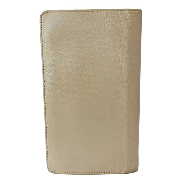 CHANEL Long Coco Button Bi-Fold Caviar Leather Wallet Beige