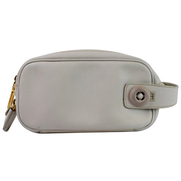 PRADA Lux Pochette Cammeo Saffiano Leather Pouch Bag Talco - Last Call