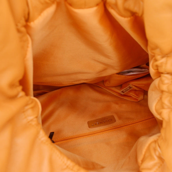 CHANEL Classic Flap Drawstring Quilted Lambskin Leather Shopper Shoulder Bag Orange - Hot Deals