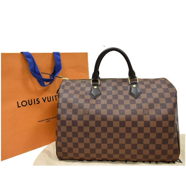 LOUIS VUITTON Speedy 35 Damier Ebene Satchel Bag Brown