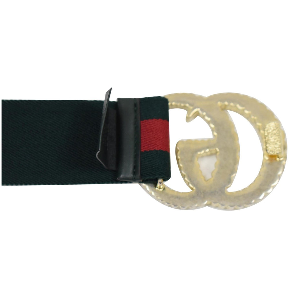 GUCCI Torchon Double G Web Elastic Belt Dark Green Size 90/36 display picture 2