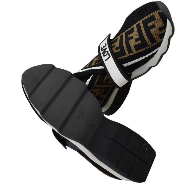 FENDI Rockoko Knit Fabric Sneakers Black Size 6