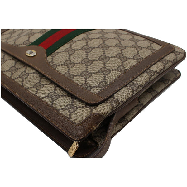 GUCCI Vintage Web Detail GG Canvas Shoulder Bag Beige