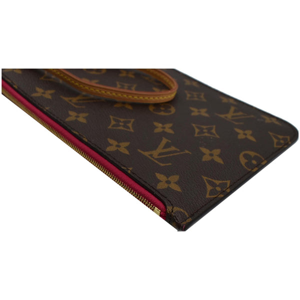 LOUIS VUITTON Neverfull MM Monogram Canvas Pochette Wristlet Pouch Brown