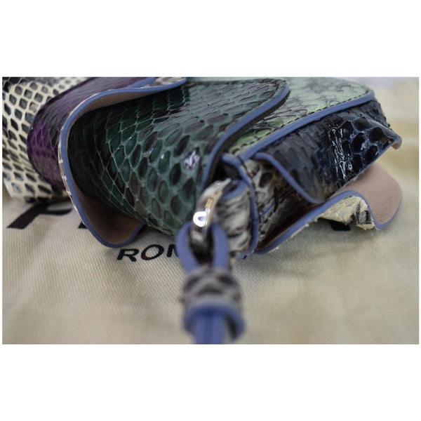 FENDI Baguette MicroWave Python Leather Chain Crossbody Bag Multi