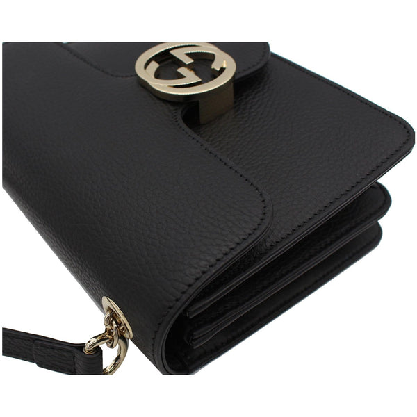 GUCCI Interlocking GG Leather Crossbody Bag Black 510304