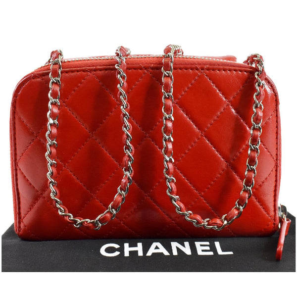 CHANEL Classic Mini Flap Quilted Lambskin Crossbody Bag Red