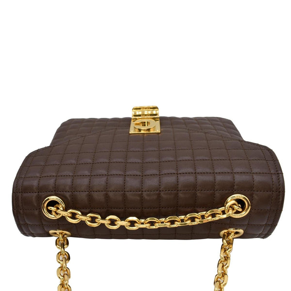 CELINE Medium C Quilted Leather Crossbody Bag Khaki