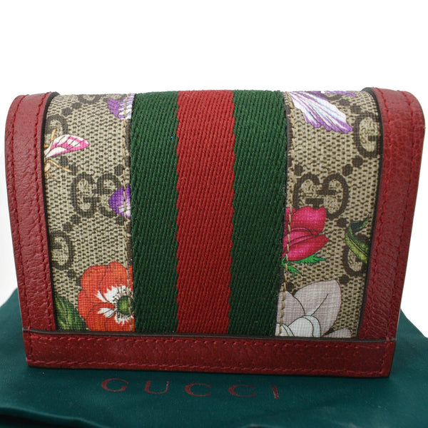 GUCCI Ophidia Flora GG Supreme Canvas Card Case Wallet Red