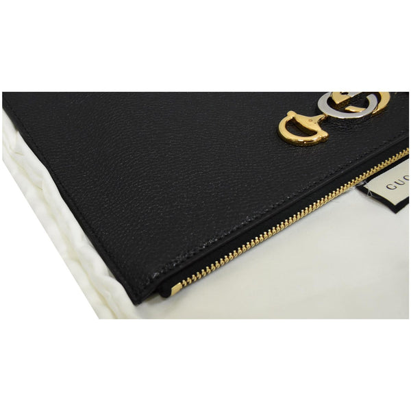 Gucci Zumi Leather Pouch Black - top zipper bag