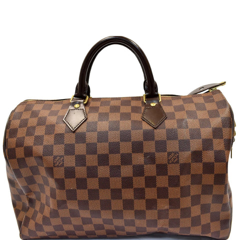 LOUIS VUITTON Speedy 35 Damier Ebene Satchel Bag Brown