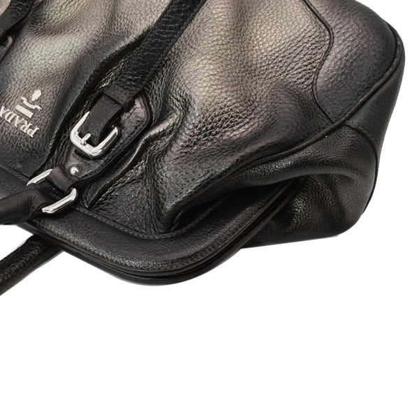 PRADA Gradient Antik Frame Leather Satchel Bag Bronze Metallic