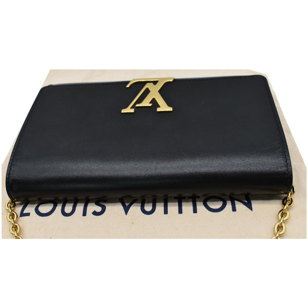 LOUIS VUITTON Chain Louise GM Calfskin Leather Shoulder Bag Black