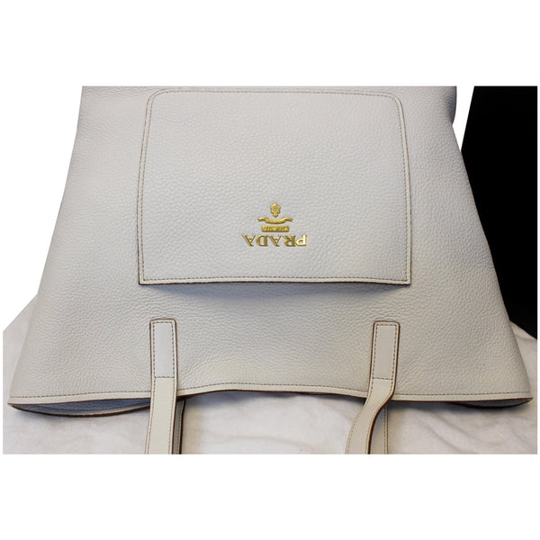 Prada Large Shopper Tote Bag Vitello Daino White front view