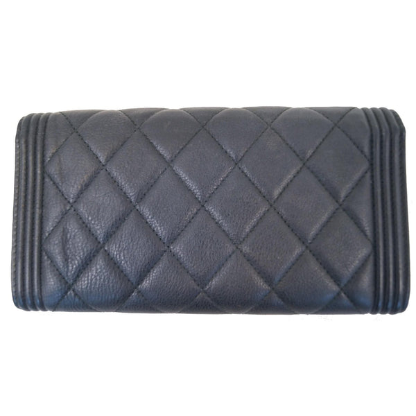Chanel Boy Large Flap Lambskin Leather Wallet Black back view