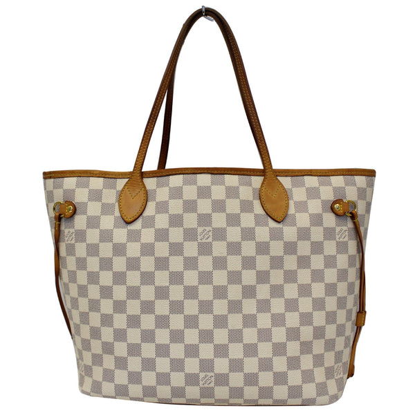 LOUIS VUITTON Neverfull MM Damier Azur Tote Shoulder Bag White