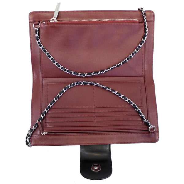 CHANEL Lucky Symbols Pochette Patent Leather Wallet on a Chain Black