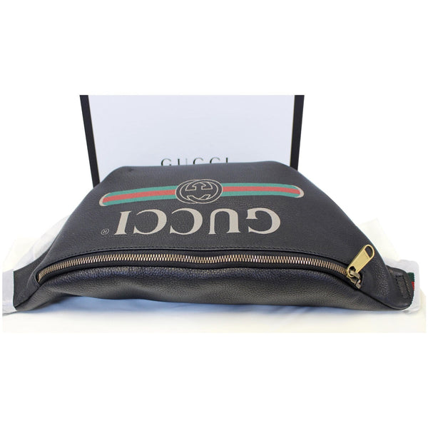 GUCCI Print Leather Black Belt Waist Bum Bag Medium 530412