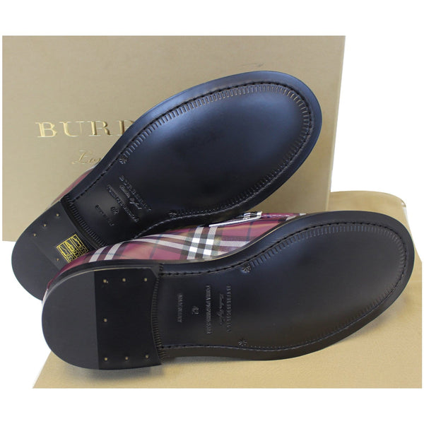 Burberry Check Leather Loafers - bottom view