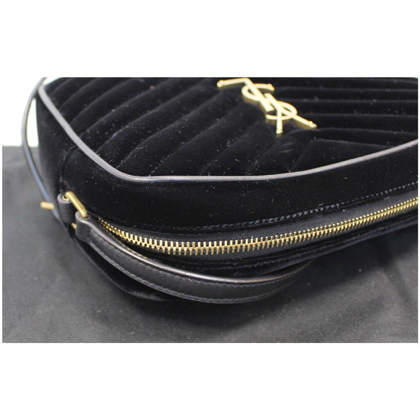 YVES SAINT LAURENT Camera Velvet Crossbody Bag Black