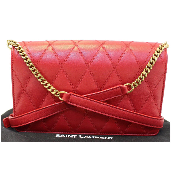 YVES SAINT LAURENT Angie Chain Diamond Quilted Lambskin Shoulder Bag Red
