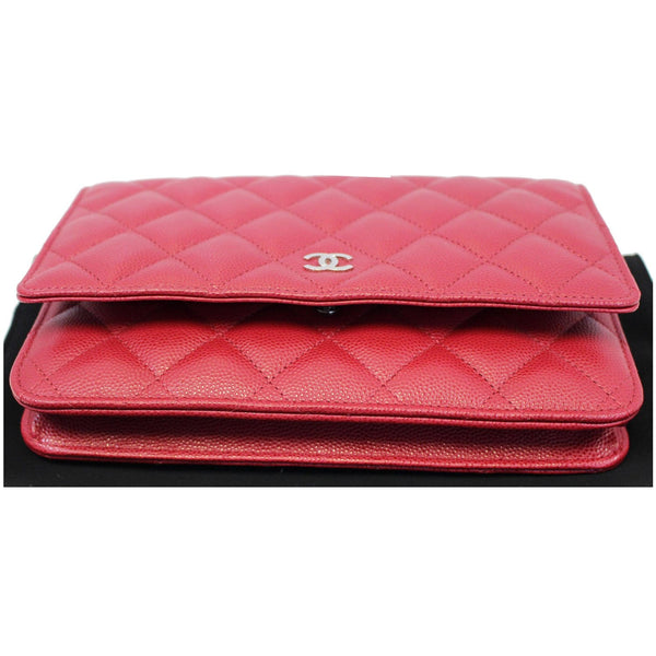 CHANEL Wallet On Chain WOC Caviar Leather Clutch Crossbody Bag Red