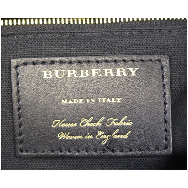 BURBERRY Large Banner Calf Leather House Check Tote Bag Black