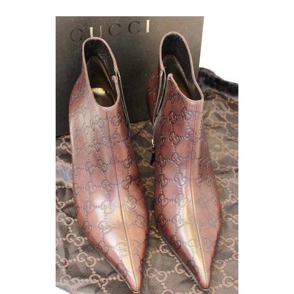 Gucci Boots Leather Brown Guccissima Size 9B