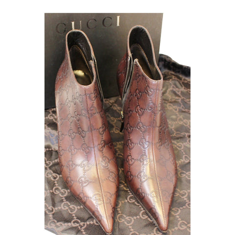 Gucci Boots Leather Brown Guccissima Size 9B